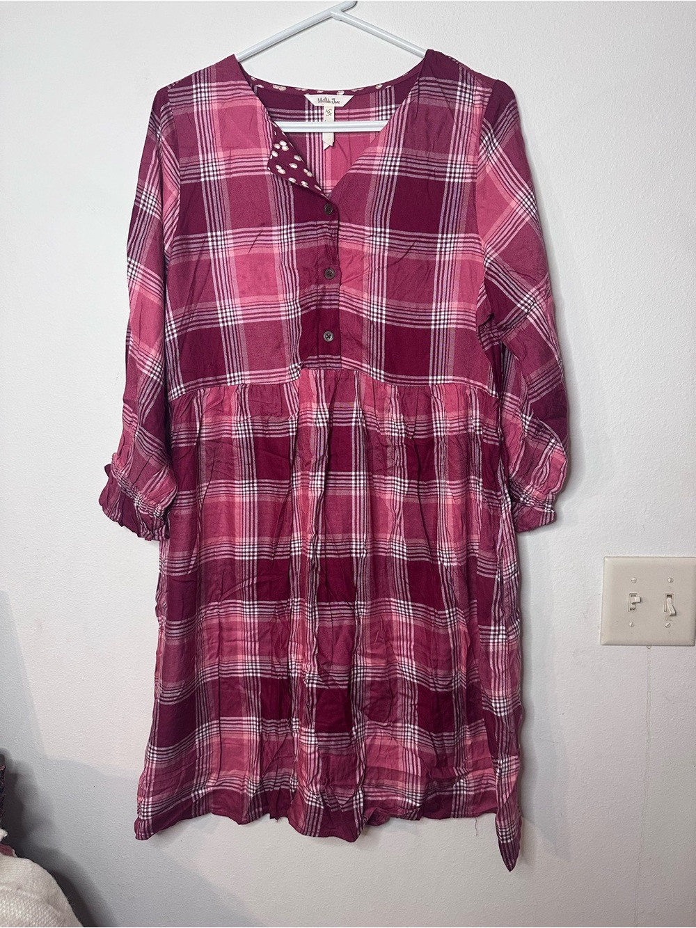 Matilda Jane Raspberry Pink Plaid Midi Dress